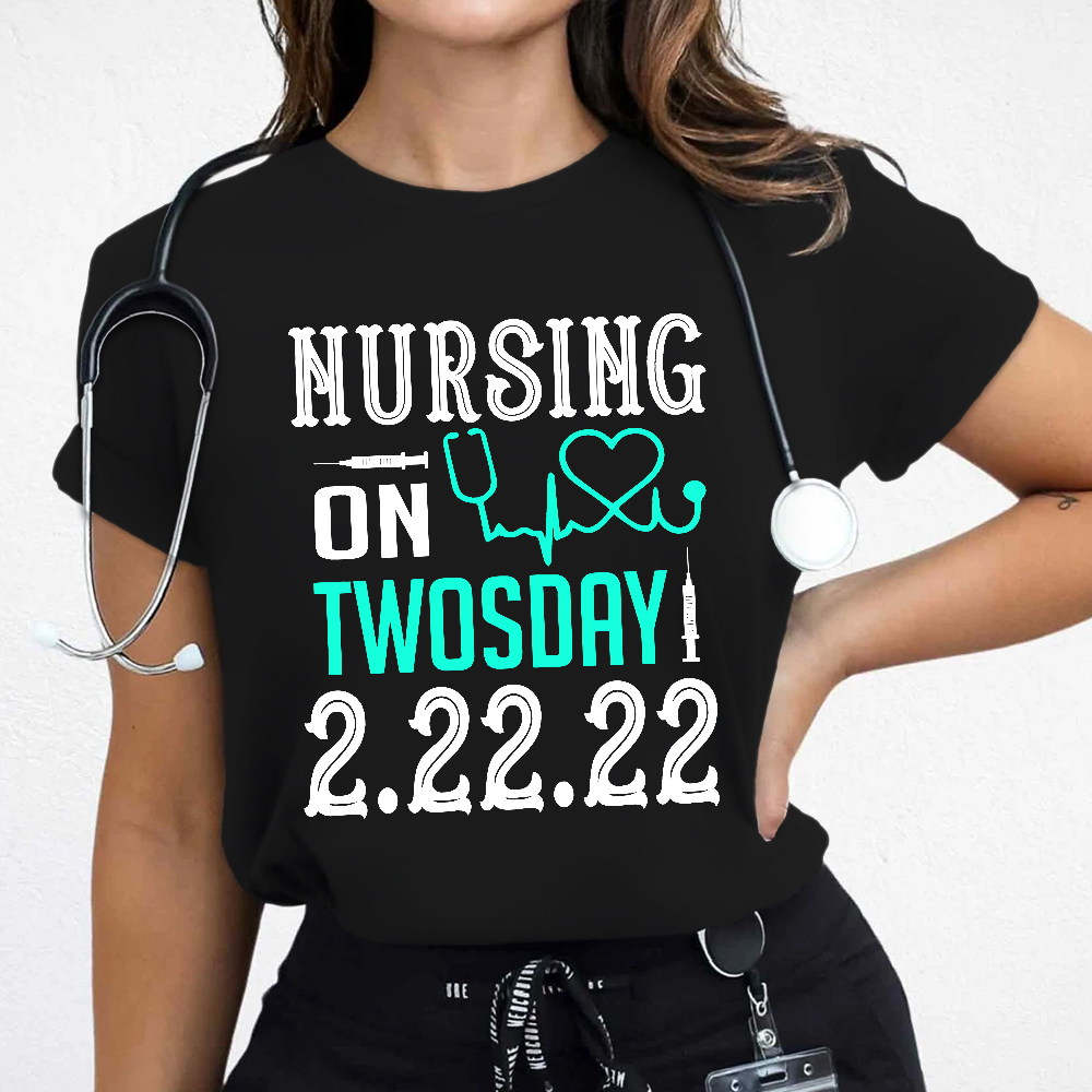 Nursing School On TwosDay Cotton Nurse T-shirt