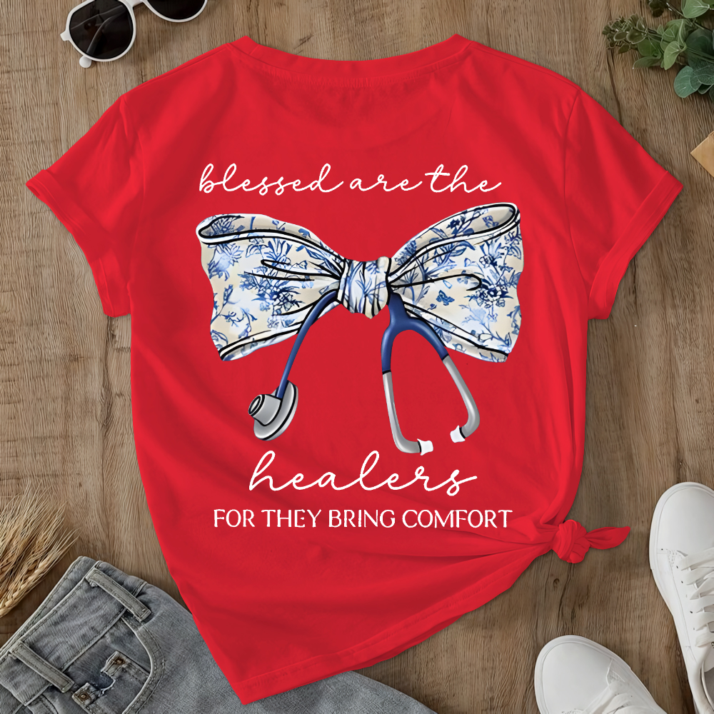 Blessed Are The Healers For They Bring Comfort Double-Sided Cotton Printed T-Shirt
