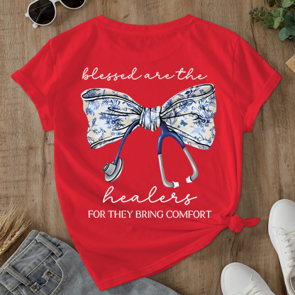 Blessed Are The Healers For They Bring Comfort Double-Sided Cotton Printed T-Shirt