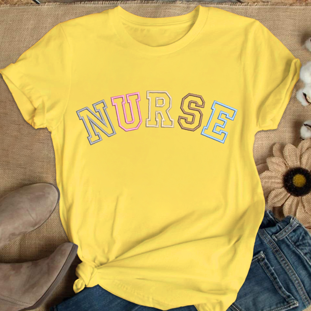 Embroidered Nurse Cotton Nurse T-shirt