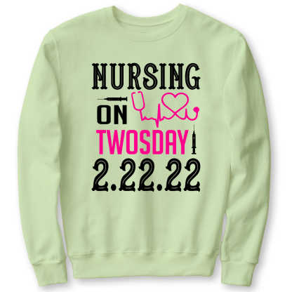 Nursing School On TwosDay Cotton Pullover Sweatshirt