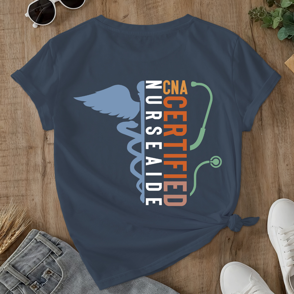Certified Nursing Assistant Double-Sided Cotton Printed T-Shirt