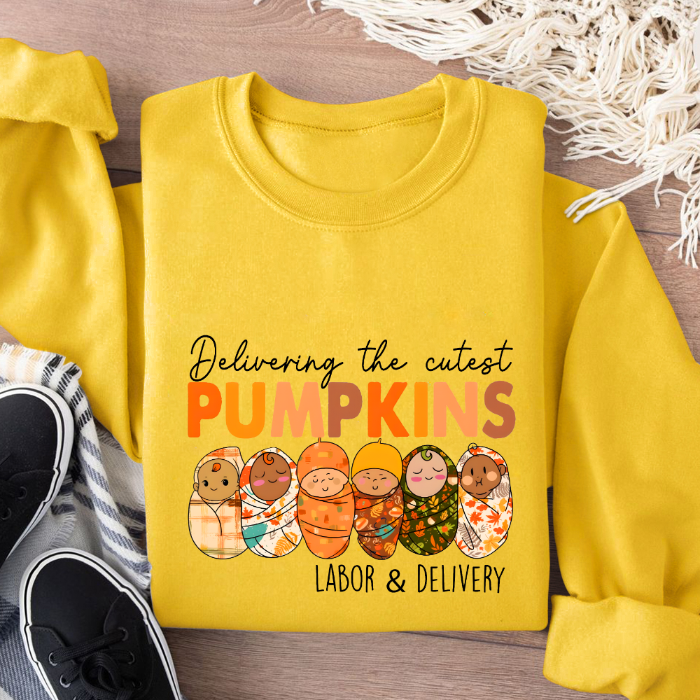 Delivering The Cutest Pumpkins Nurse Cotton Pullover Sweatshirt