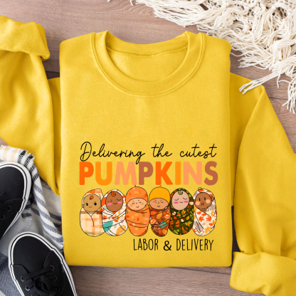 Delivering The Cutest Pumpkins Nurse Cotton Pullover Sweatshirt