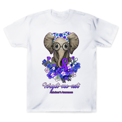 Forget Me Not Alzheimer's Awareness Alzheimers Elephant Cotton Doctor T-shirt