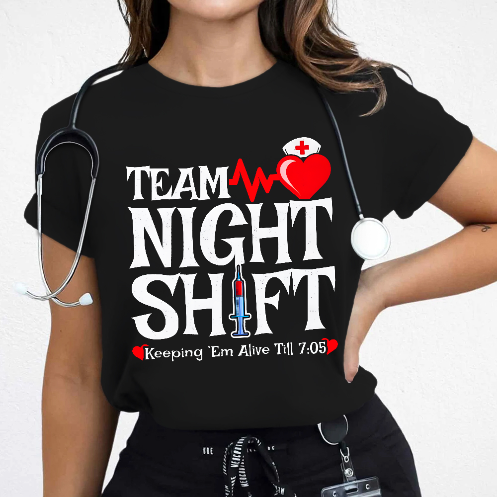 Team Night Shift Cotton Nurse T-shirt