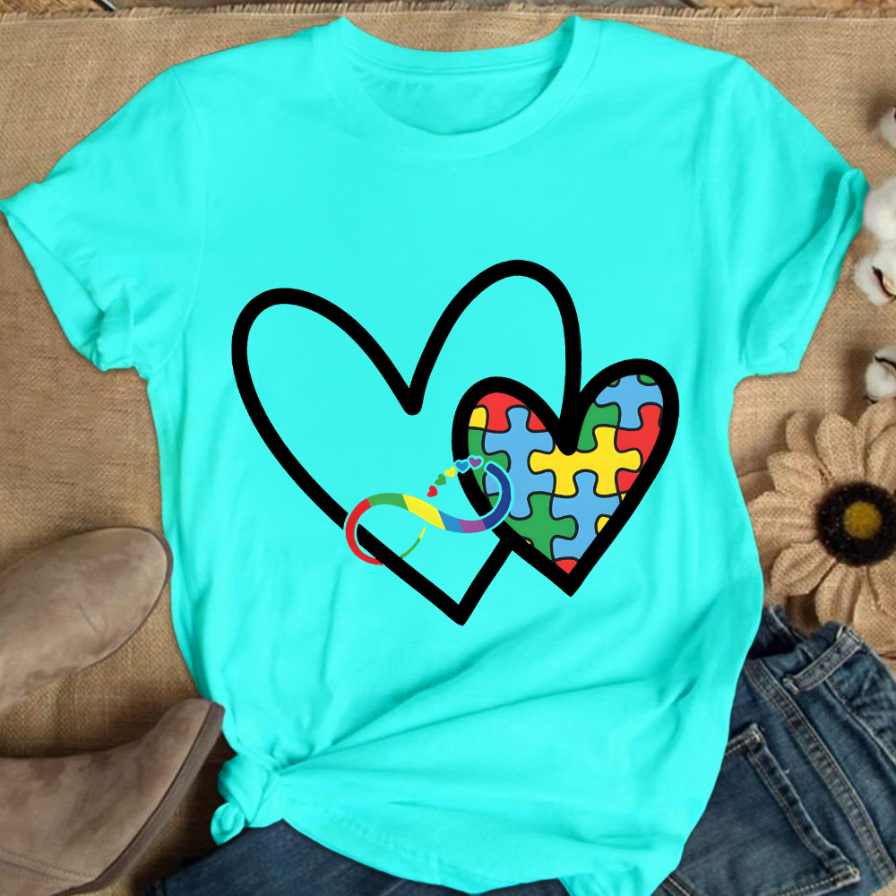 Autism Colorful Heart Cotton Nurse T-shirt