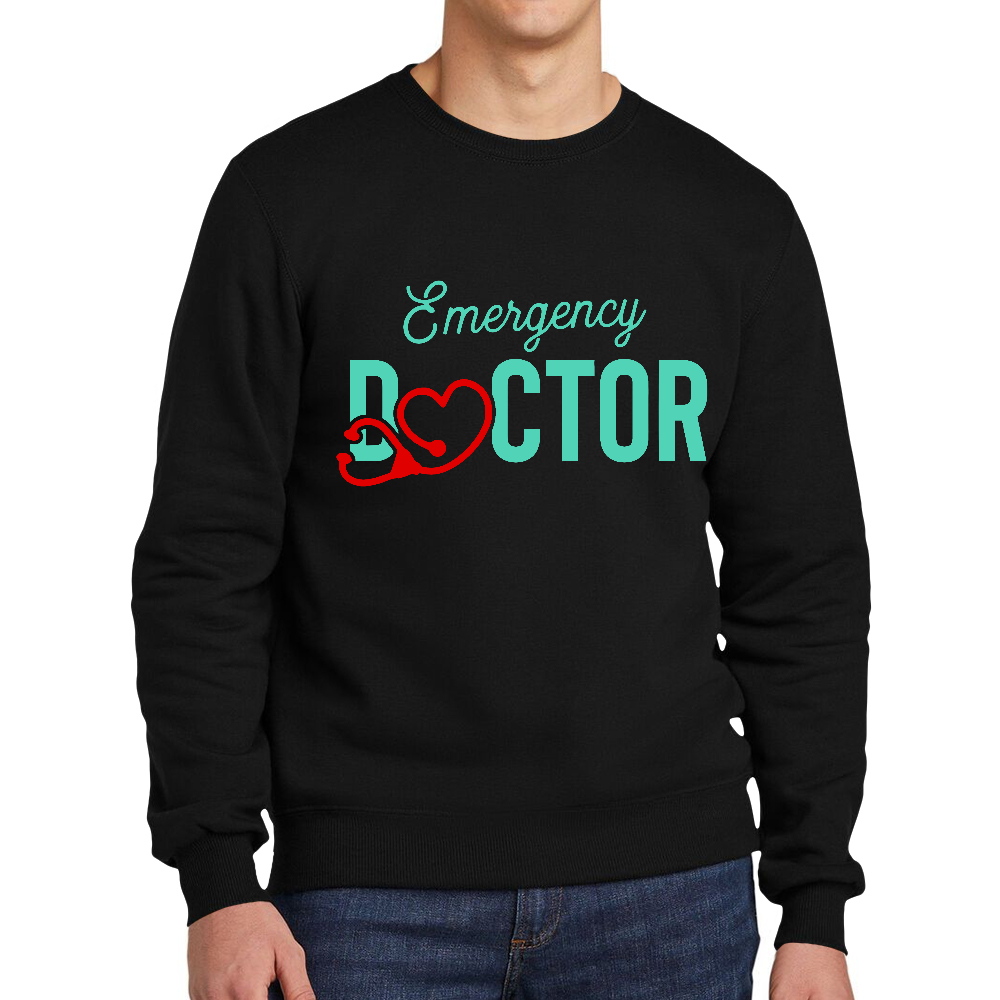 Emergency Doctor Stethoscope Heartbeat First Aid Cotton Pullover Sweatshirt