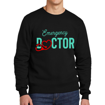 Emergency Doctor Stethoscope Heartbeat First Aid Cotton Pullover Sweatshirt
