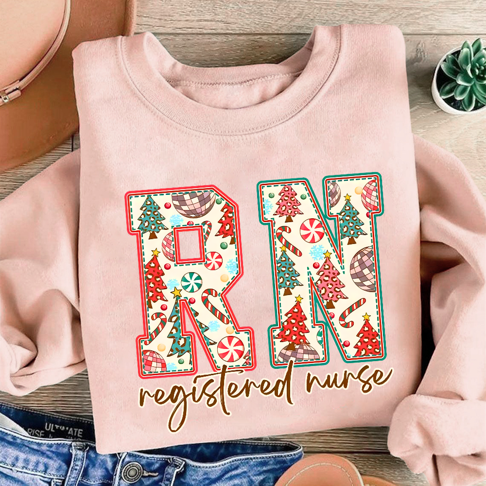 Christmas Registered Nurse Cotton Pullover Sweatshirt