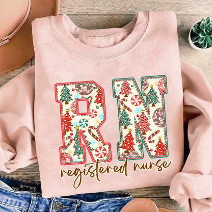 Christmas Registered Nurse Cotton Pullover Sweatshirt