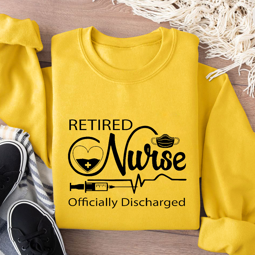 Retired Nurse Officially Discharged Cotton Pullover Sweatshirt
