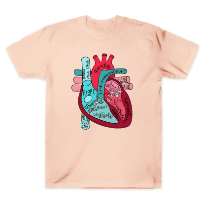 Labeled Anatomical Heart Cotton Doctor T-shirt