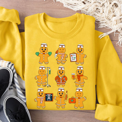 Christmas Nurse Gingerbread Cotton Pullover Sweatshirt
