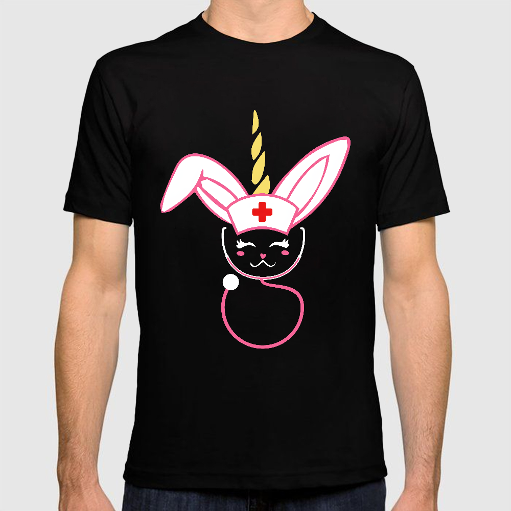 Funny Bunny Nurse Easter Cotton Doctor T-shirt