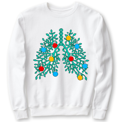 Lungs With Christmas Lights Respiratory Therapist Xmas Cotton Pullover Sweatshirt