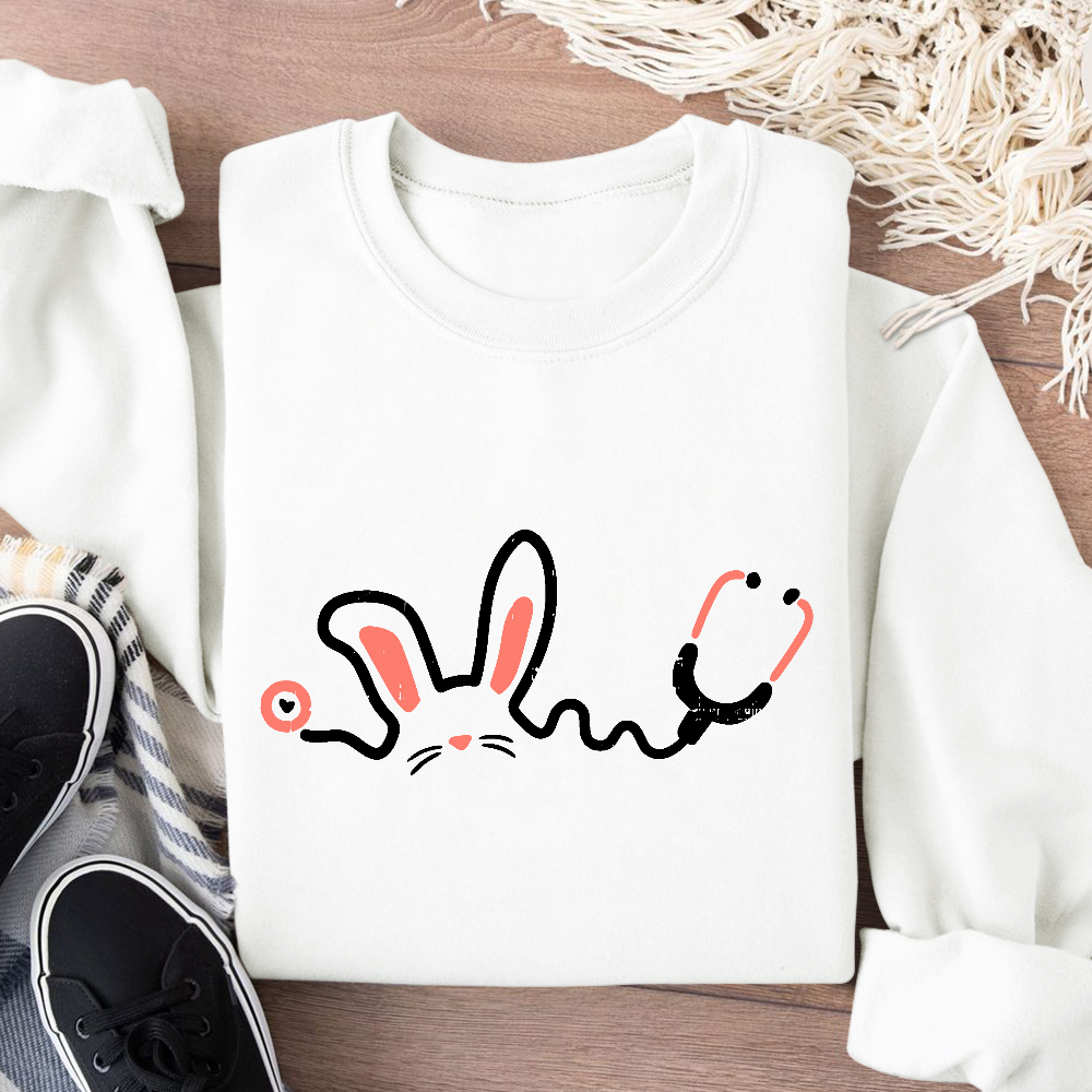 Easter Bunny Stethoscope Cotton Pullover Sweatshirt