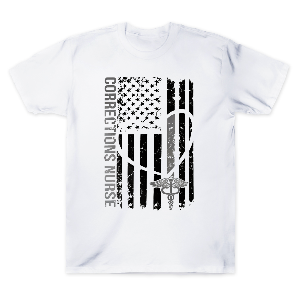 Corrections Nurse Flag Cotton Doctor T-shirt