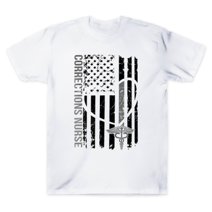 Corrections Nurse Flag Cotton Doctor T-shirt