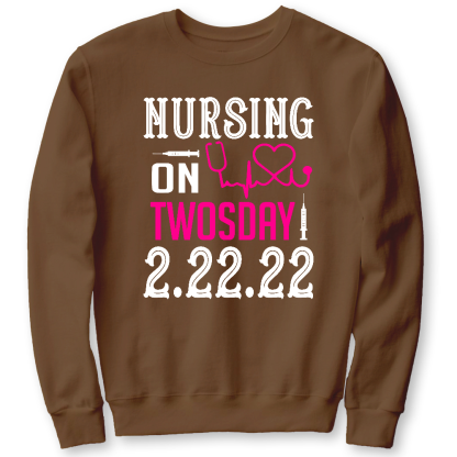 Nursing School On TwosDay Cotton Pullover Sweatshirt