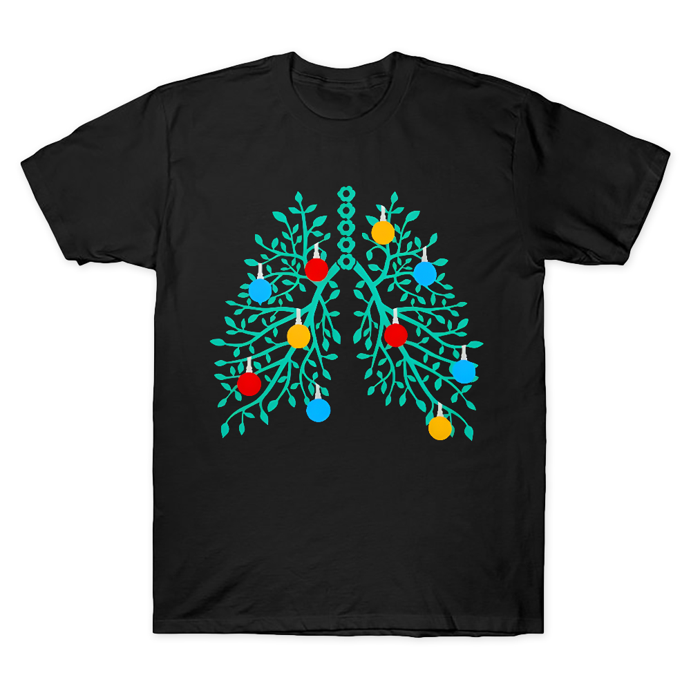 Lungs With Christmas Lights Respiratory Therapist Xmas Cotton Doctor T-shirt