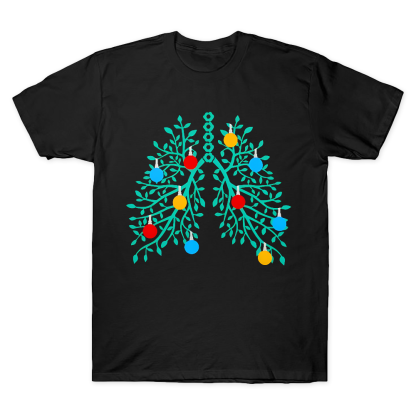 Lungs With Christmas Lights Respiratory Therapist Xmas Cotton Doctor T-shirt