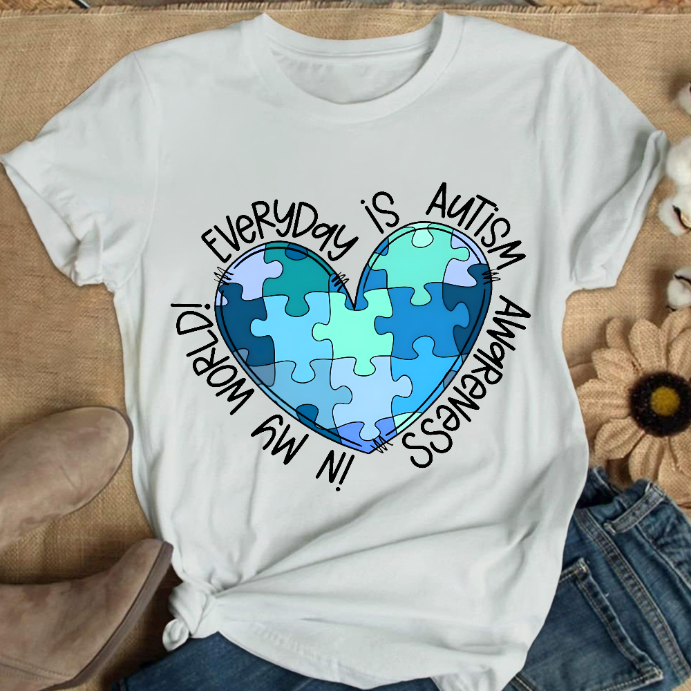 In My World Every Day Is Autism Awareness Cotton Nurse T-shirt