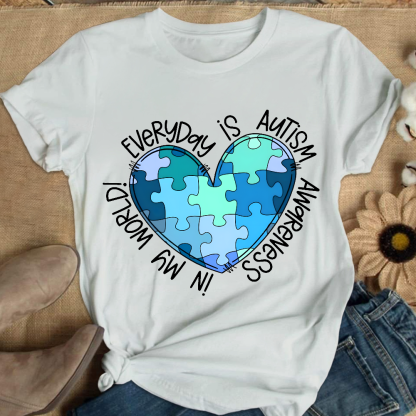In My World Every Day Is Autism Awareness Cotton Nurse T-shirt