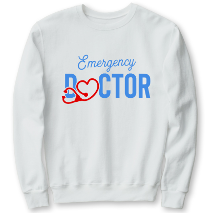 Emergency Doctor Stethoscope Heartbeat First Aid Cotton Pullover Sweatshirt