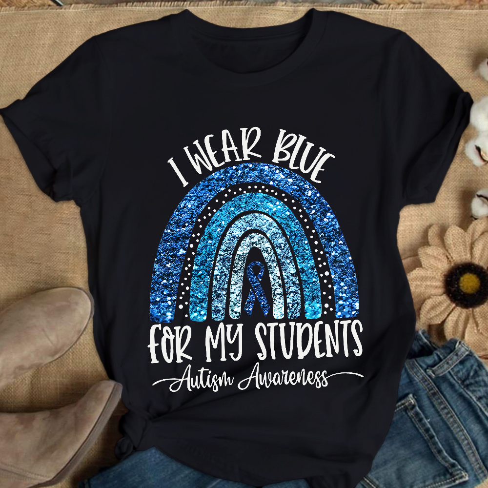 I Wear Blue For My Students Autism Awareness Cotton Nurse T-shirt