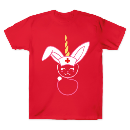 Funny Bunny Nurse Easter Cotton Doctor T-shirt