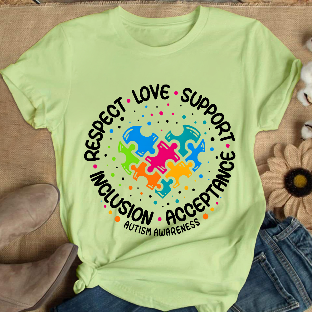 Love Support Acceptance Inclusion Respect Autism Awareness Cotton Nurse T-shirt