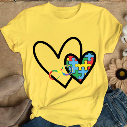 Autism Colorful Heart Cotton Nurse T-shirt