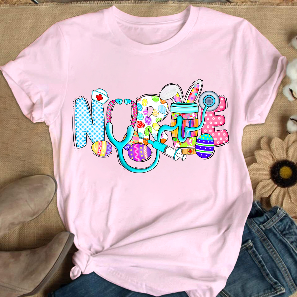 Easter Gnomes Cute Bunny Cotton Nurse T-shirt