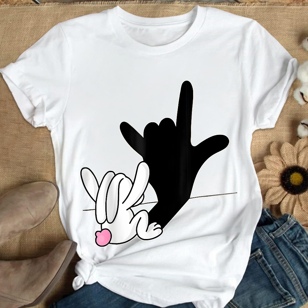 Cute Bunny Powerful Message Sign Language Gift Cotton Nurse T-shirt