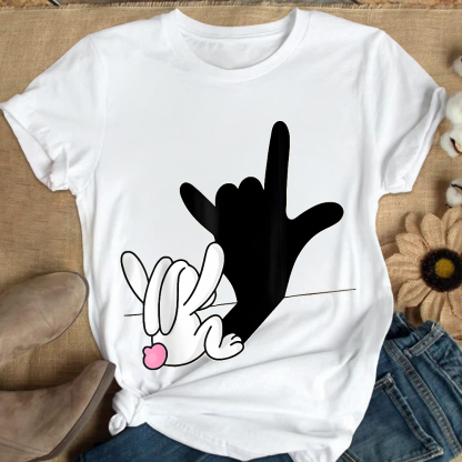 Cute Bunny Powerful Message Sign Language Gift Cotton Nurse T-shirt
