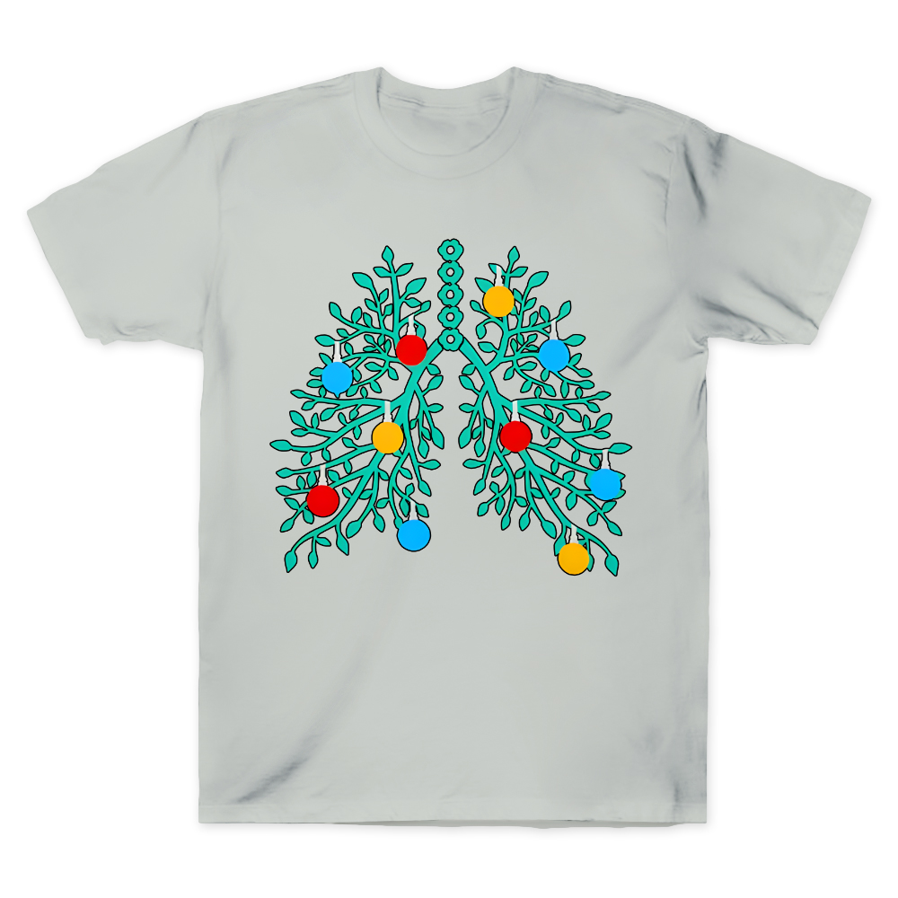 Lungs With Christmas Lights Respiratory Therapist Xmas Cotton Doctor T-shirt
