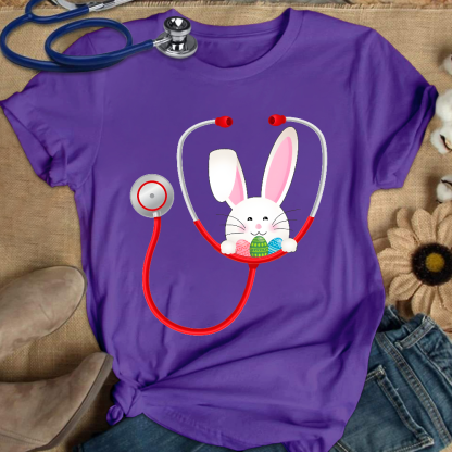 Easter Bunny Stethoscope Cotton Nurse T-shirt