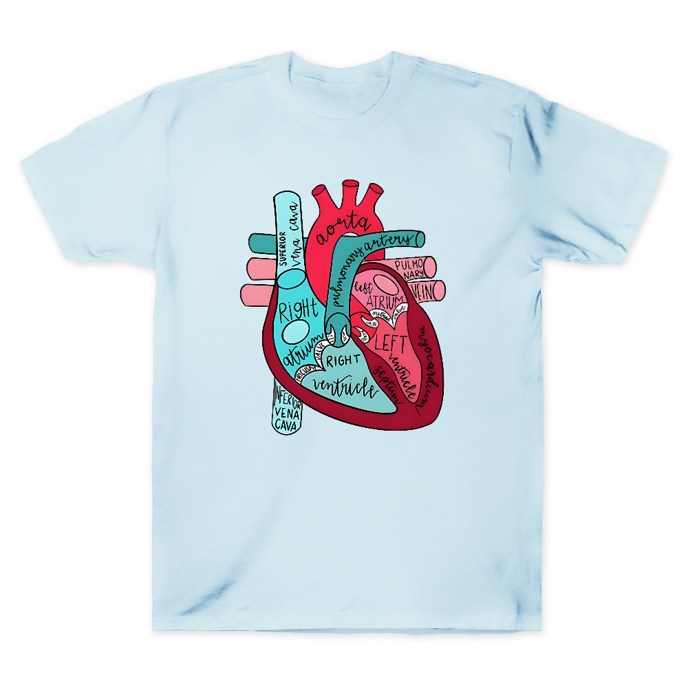 Labeled Anatomical Heart Cotton Doctor T-shirt