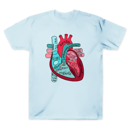 Labeled Anatomical Heart Cotton Doctor T-shirt