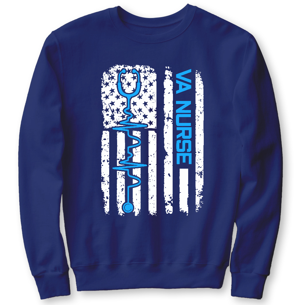 Vintage USA American Flag VA Nurse Patriotic Nursing Gifts Cotton Pullover Sweatshirt