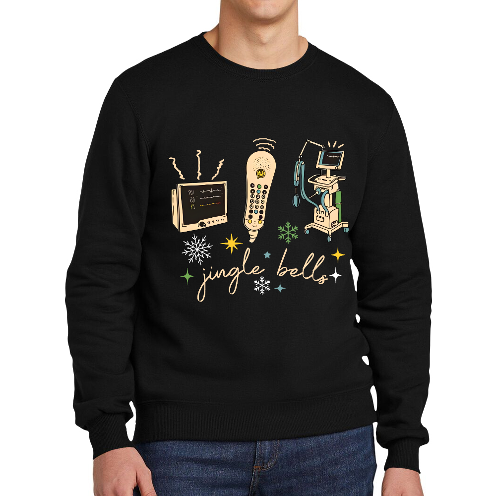 Jingle Bells ICU Nurse Xmas Cotton Pullover Sweatshirt
