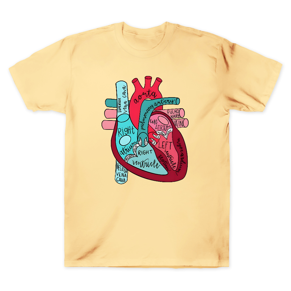 Labeled Anatomical Heart Cotton Doctor T-shirt