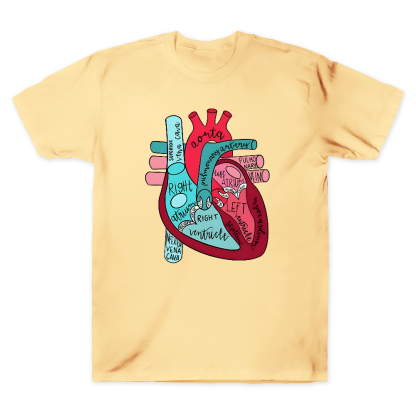 Labeled Anatomical Heart Cotton Doctor T-shirt