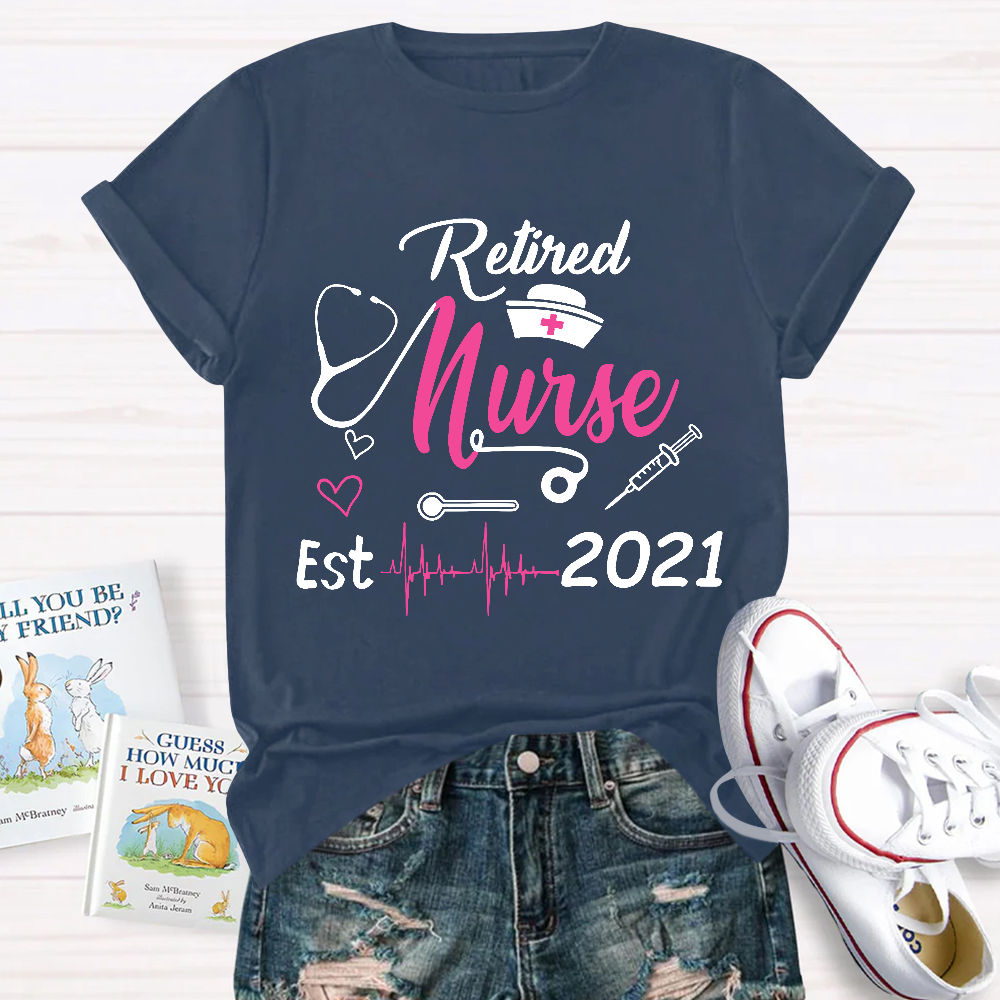 Personalized Nursing Retirement Est 2021 Cotton Nurse T-shirt