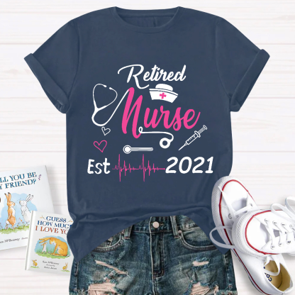 Personalized Nursing Retirement Est 2021 Cotton Nurse T-shirt
