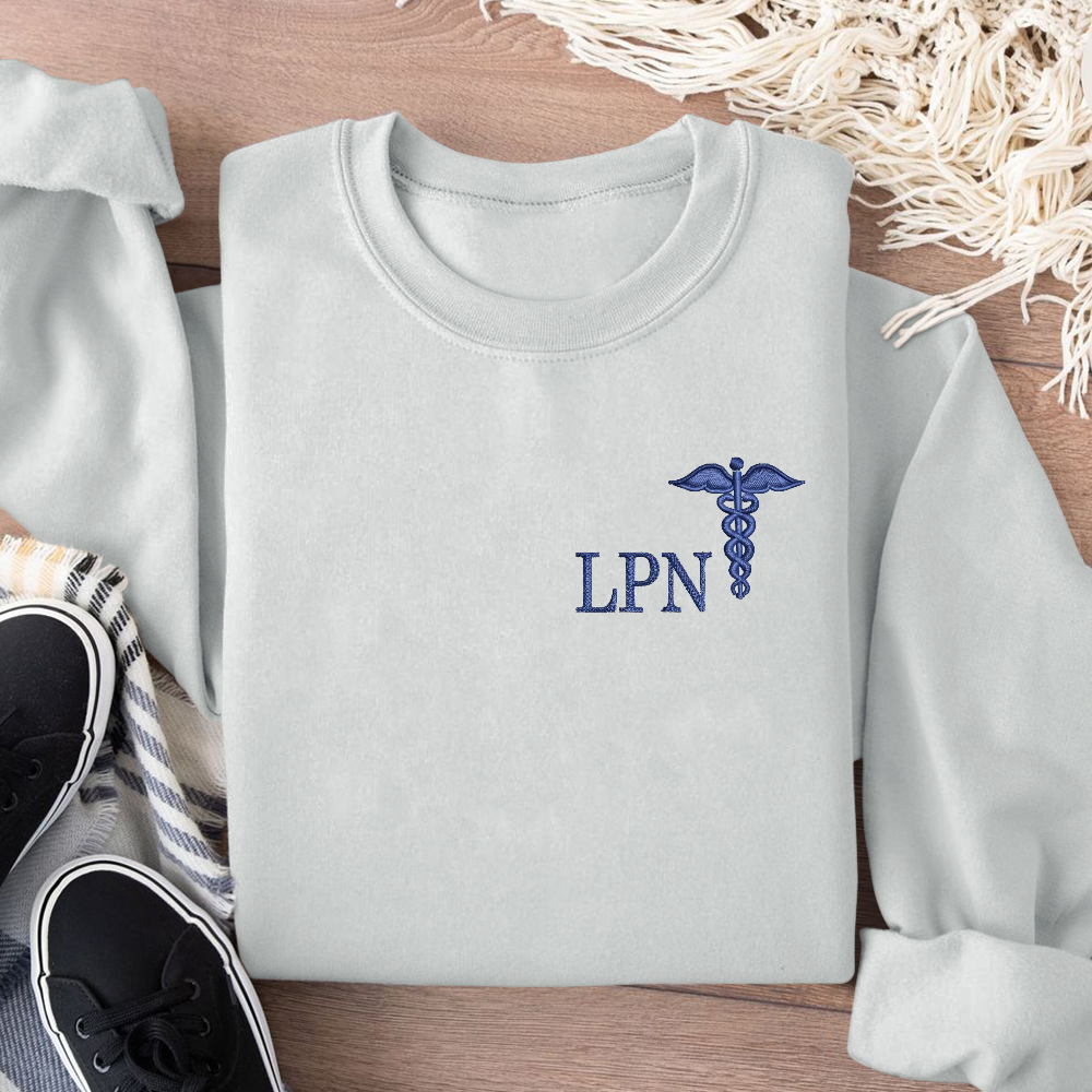 Personalized LPN Licensed Nurse Practitioner Embroidered Crew Neck Sweatshirt