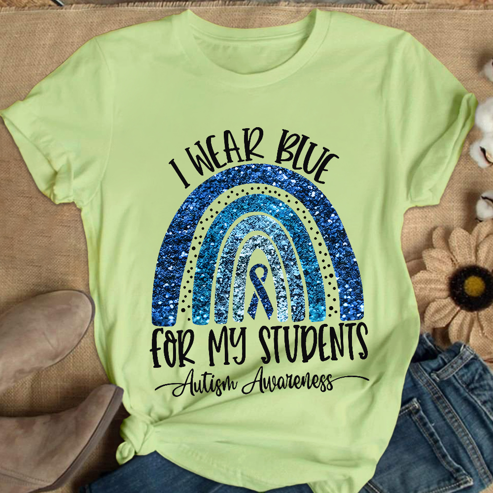I Wear Blue For My Students Autism Awareness Cotton Nurse T-shirt