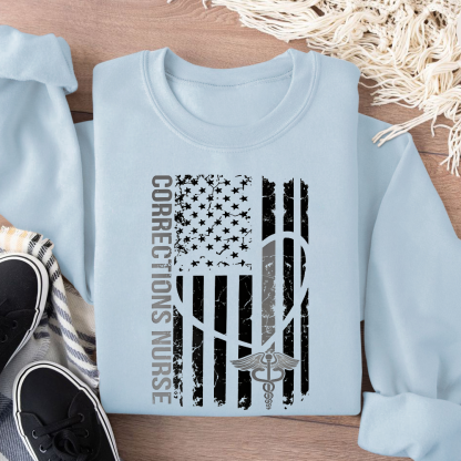 Corrections Nurse Flag Cotton Pullover Sweatshirt