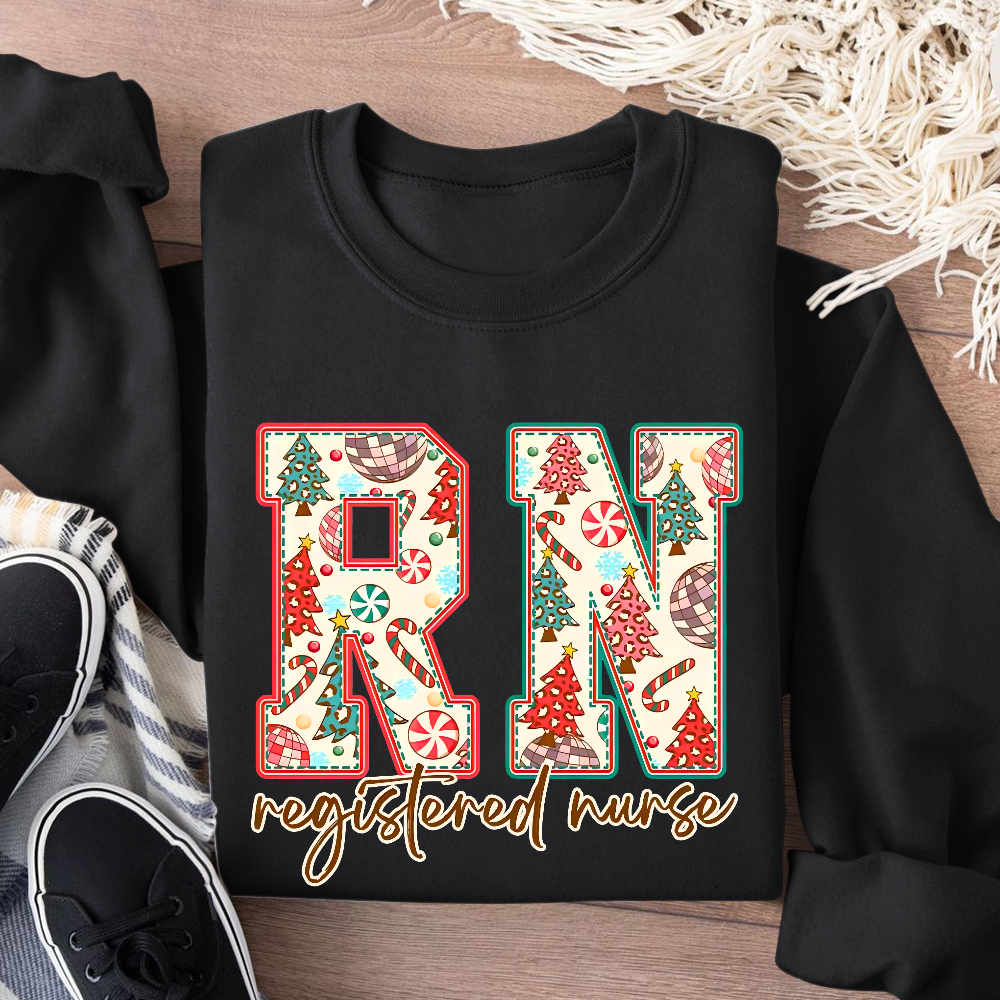 Christmas Registered Nurse Cotton Pullover Sweatshirt
